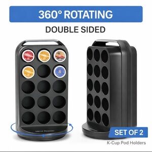 2 Single Serve Coffee Pod Storage, 30 Pod Capacity each, swivel, black